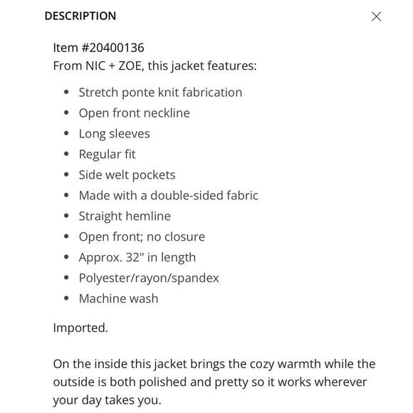 NIC+ZOE Knit Long Sleeve Pocket Lounge Around Draped Front Jacket Chestnut, XL - Picture 11 of 11